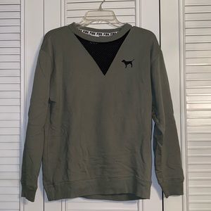 Victorias Secret PINK army green crew neck sweater. Size XS but feels larger.